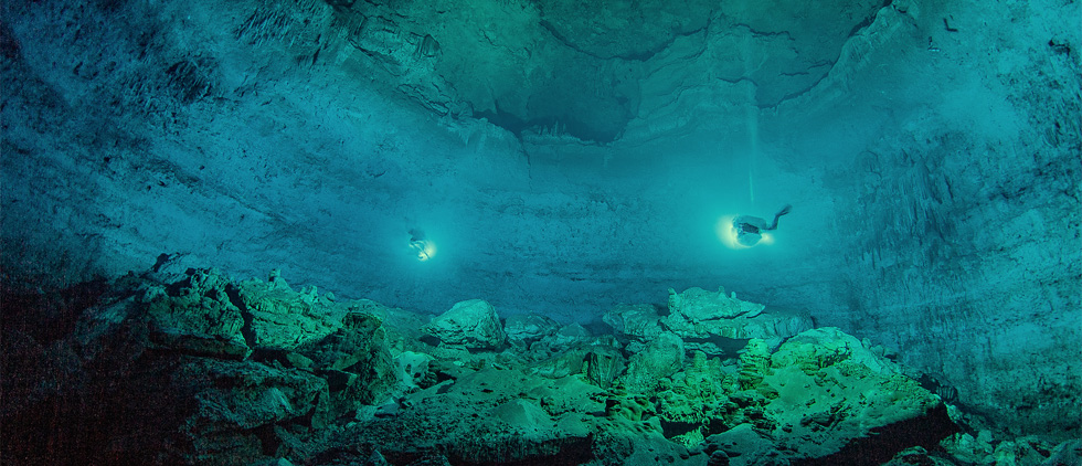 Two Divers in Cavern